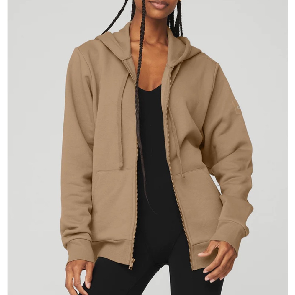 BROWN Alo Yoga Everyday Full Zip Hoodie